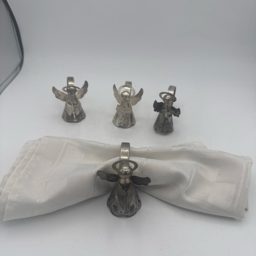 Set Of 4 VTG Silverplate Choir Angels Napkin Holders Hong Kong